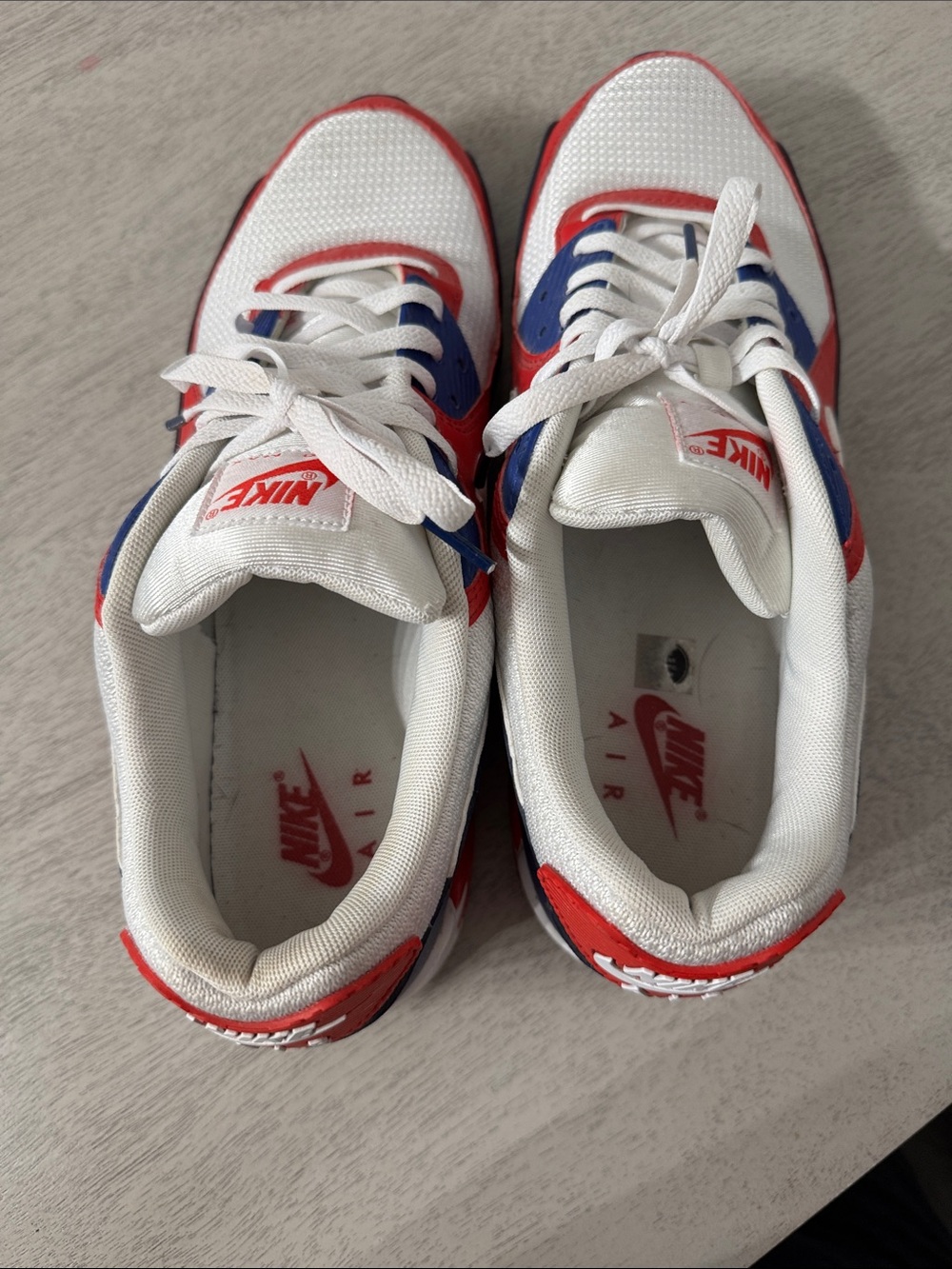 Nike Red White and Blue Men's Air Max 90s - Picture 3 of 6